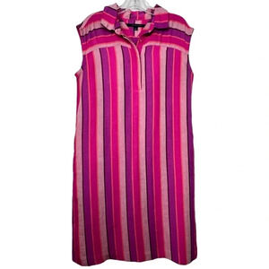 Tommy Hilfiger Linen Blend Striped Short Sleeve Shirt Dress Size M Pockets